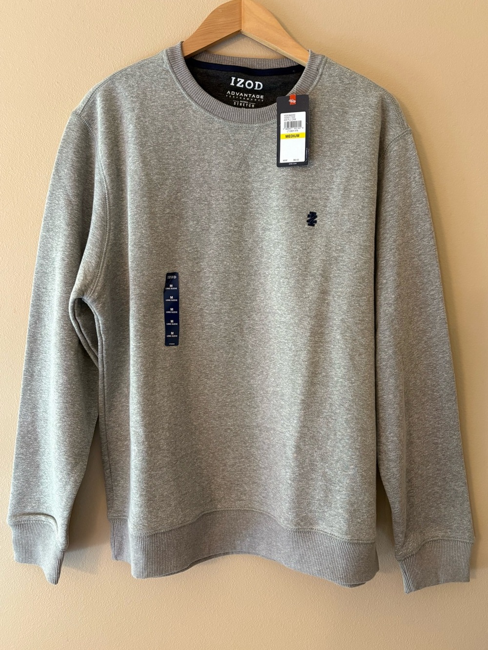IZOD Gray Crewneck Pullover Sweatshirt Size Medium NEW WITH TAGS